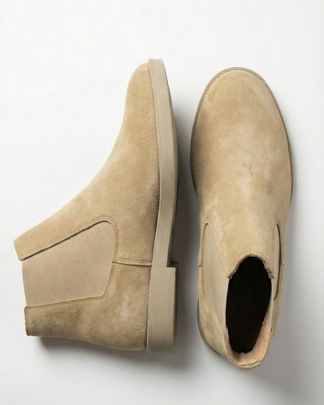 MEKA Beige Suede Chelsea Boots – Genuine Leather