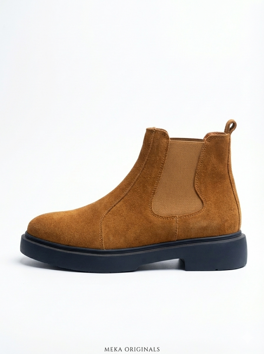 MEKA: Chunky Suede Chelsea Boot | Cognac