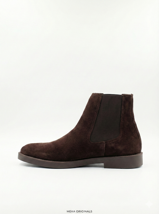MEKA Brown Suede Chelsea Boots – Genuine Leather