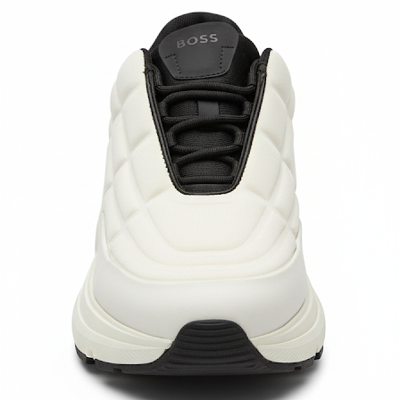 BOSS Titanium Runn White & Black Quilted Sneakers