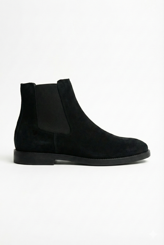 MEKA Black Suede Chelsea Boots – Genuine Leather