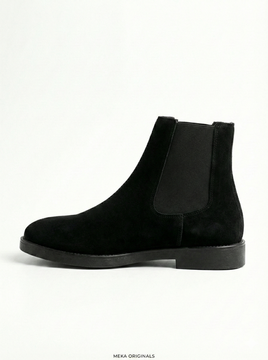 MEKA Black Suede Chelsea Boots – Genuine Leather