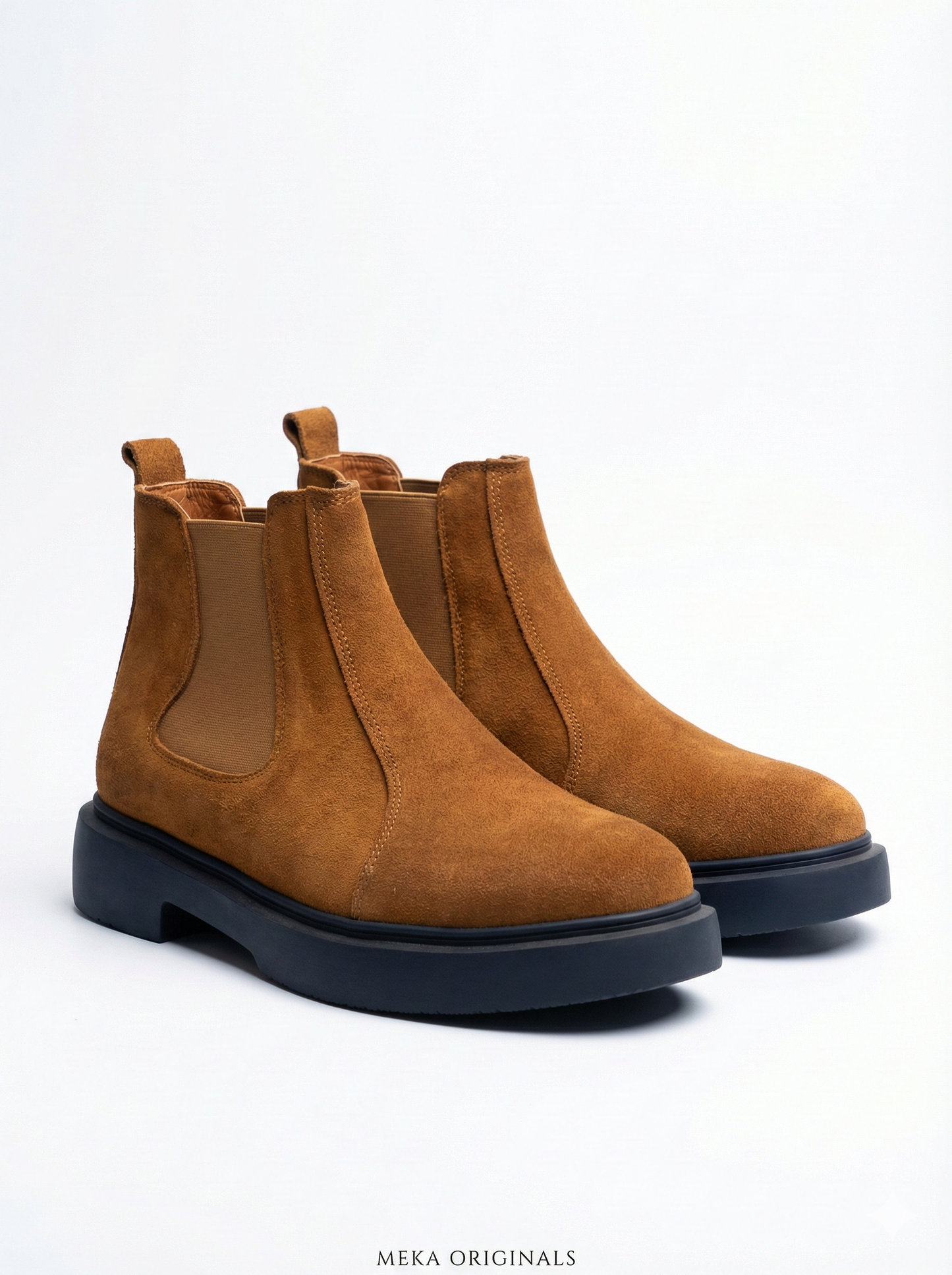 MEKA: Chunky Suede Chelsea Boot | Cognac