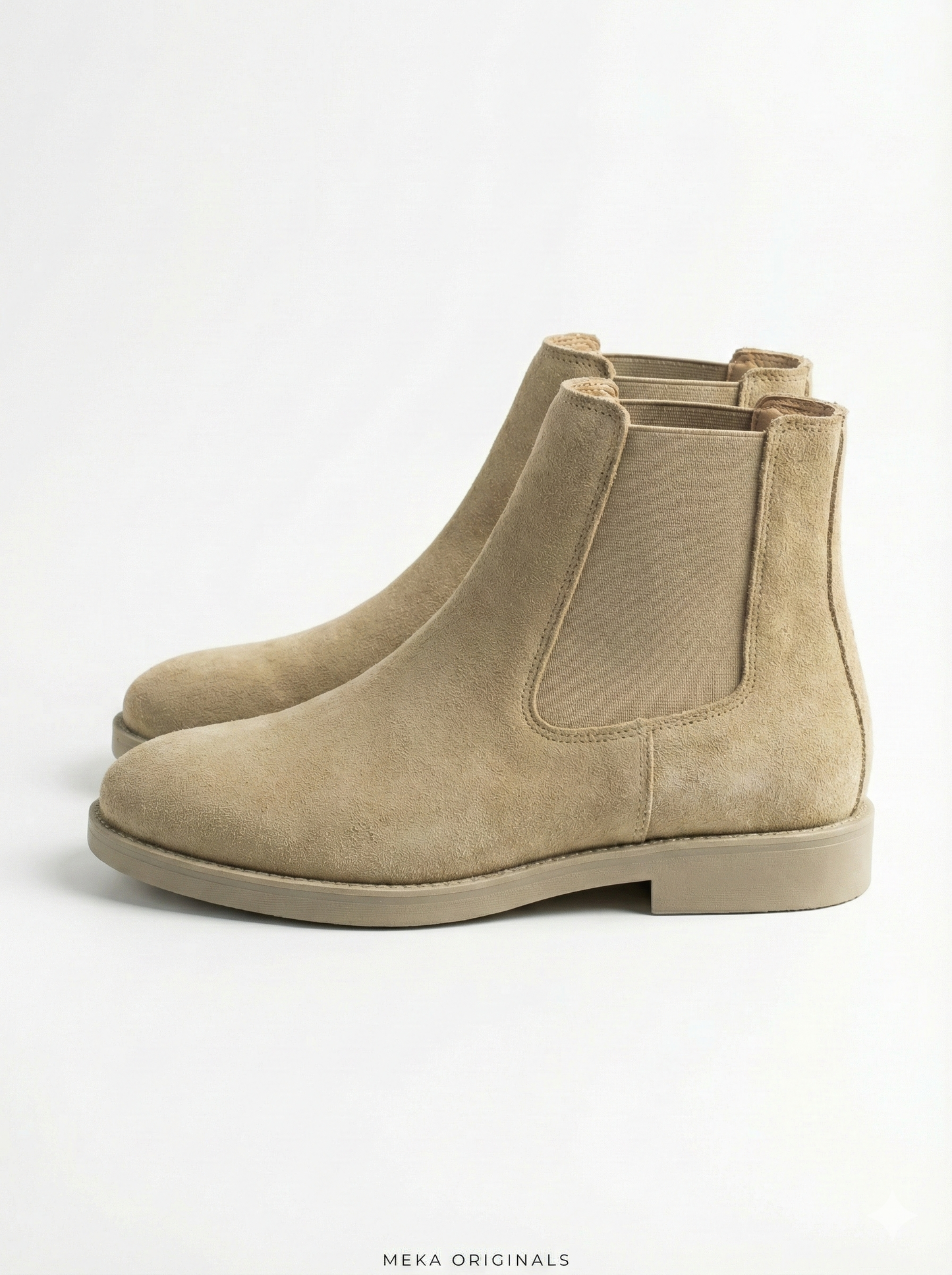 MEKA Beige Suede Chelsea Boots – Genuine Leather
