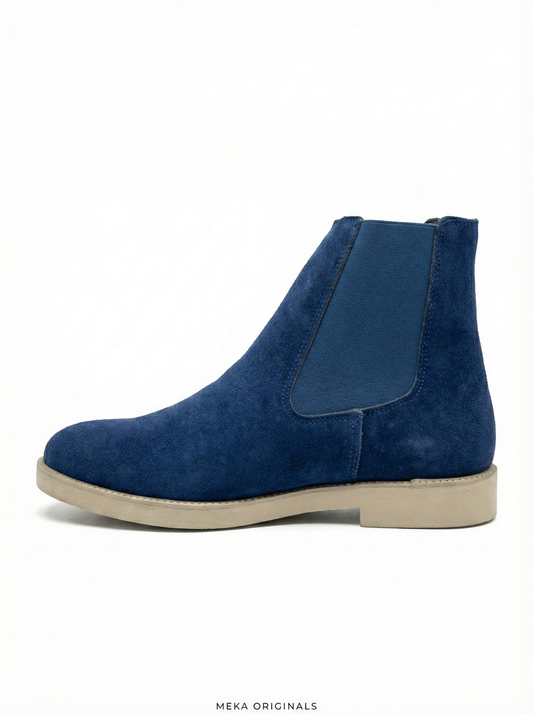 MEKA Navy Suede Chelsea Boots – Genuine Leather