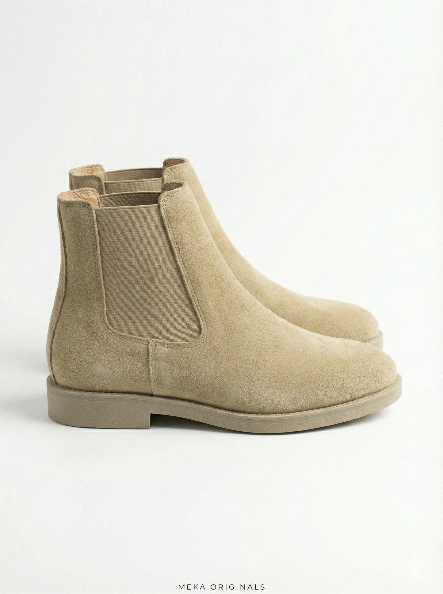 MEKA Beige Suede Chelsea Boots – Genuine Leather