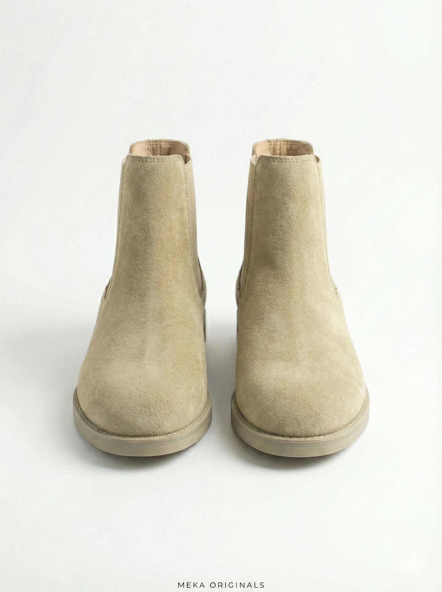 MEKA Beige Suede Chelsea Boots – Genuine Leather