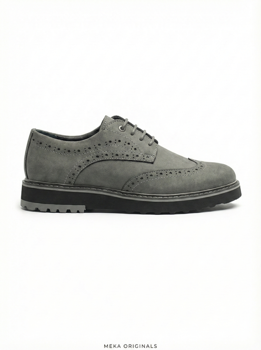 MEKA: Suede Wingtip Brogue | Slate Grey