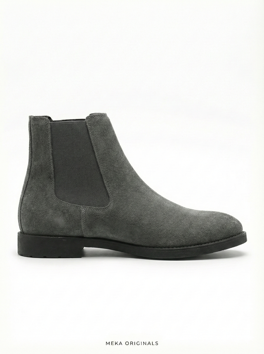 MEKA Grey Suede Chelsea Boots – Genuine Leather