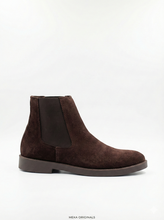 MEKA Brown Suede Chelsea Boots – Genuine Leather