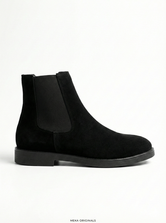 MEKA Black Suede Chelsea Boots – Genuine Leather