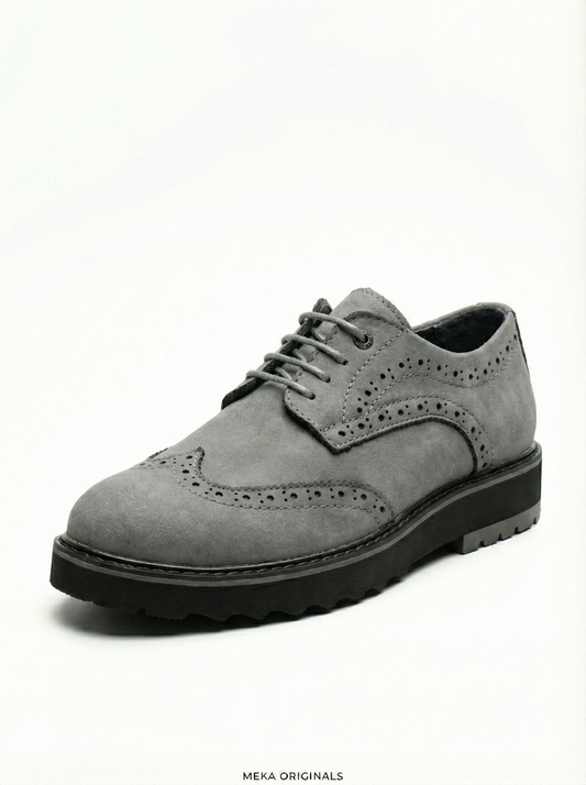 MEKA: Suede Wingtip Brogue | Slate Grey