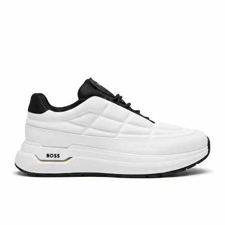 BOSS Titanium Runn White & Black Quilted Sneakers